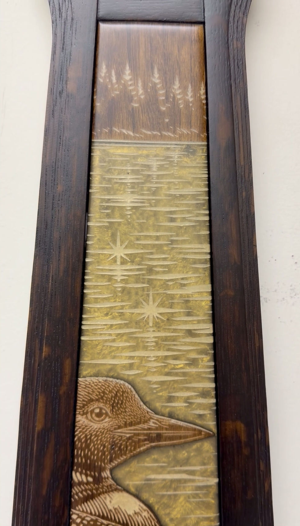 Thumbnail: Loon Quartersawn Oak Framed Water Bird Inlay