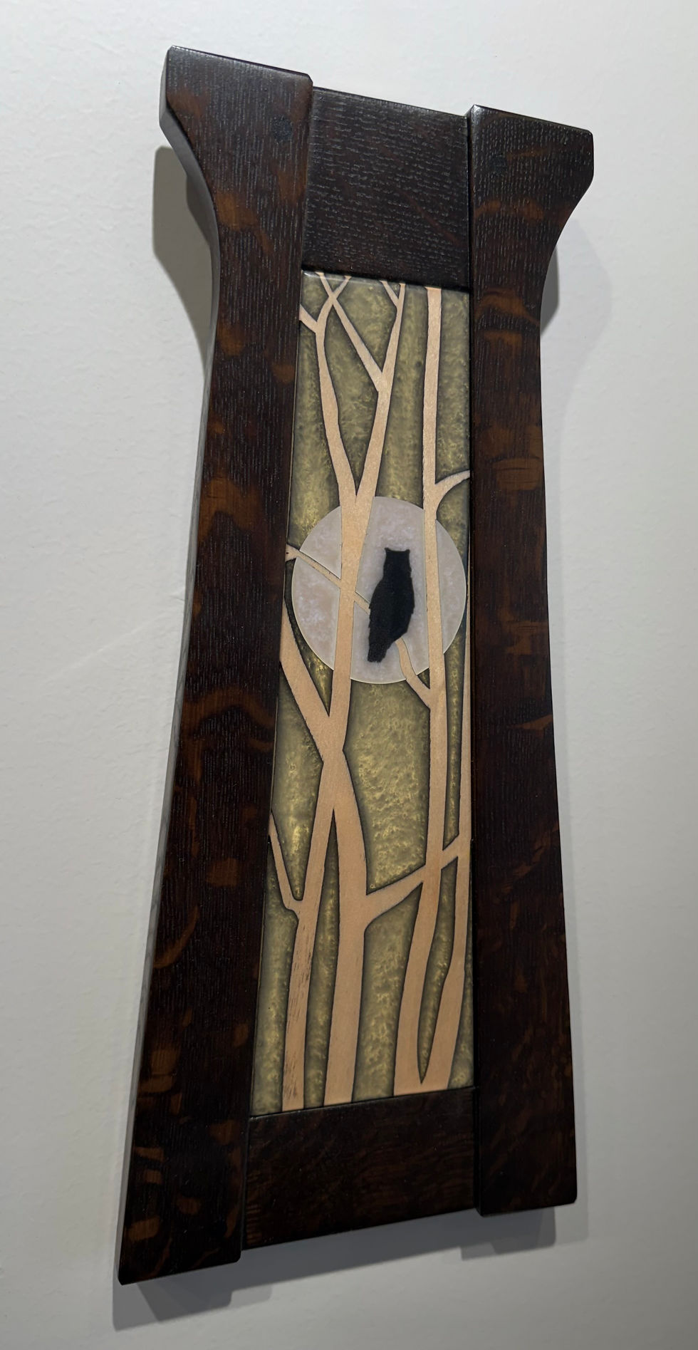 Thumbnail: Owl In Tree With Full Moon Quartersawn Oak Framed Inlay
