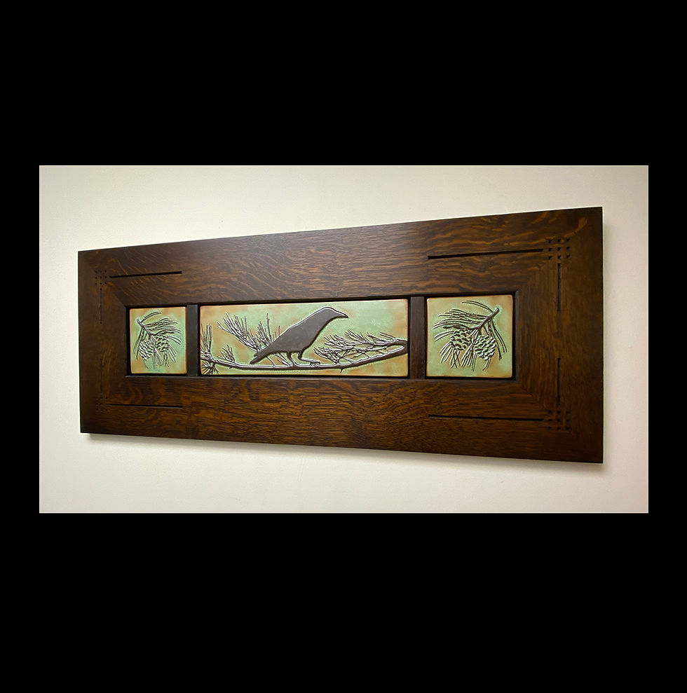 Thumbnail: Bird on Branch Framed Art Tile Set