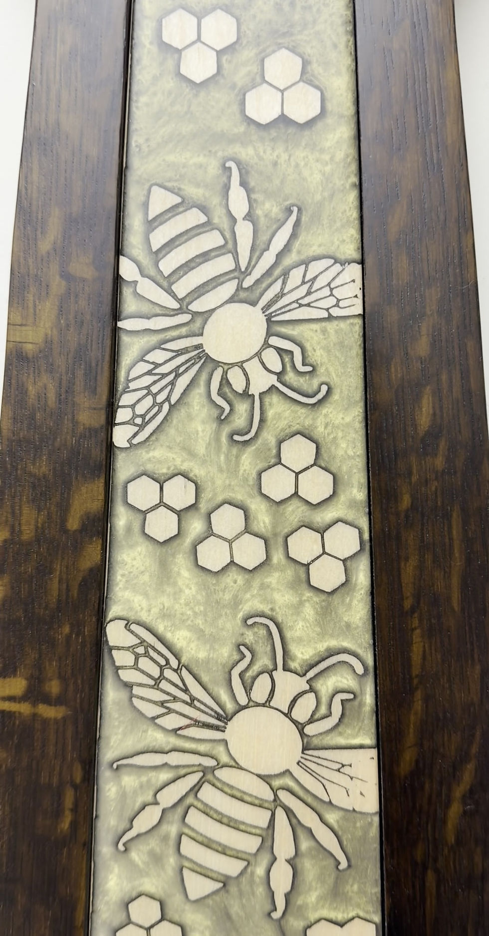 Thumbnail: Honeybee and Beehive Honeycomb Quartersawn Oak Framed Inlay