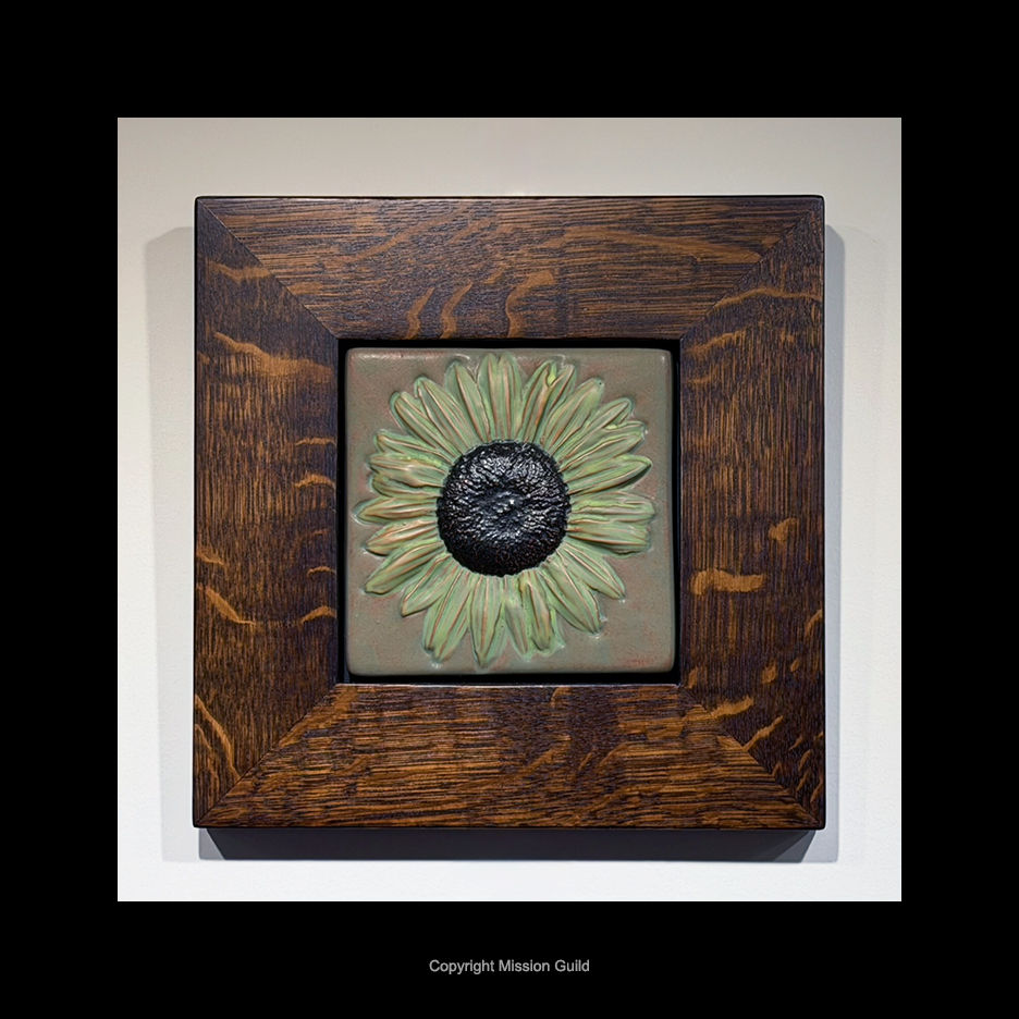Sunflower Framed Art Tile Mission Oak Arts And Crafts Style