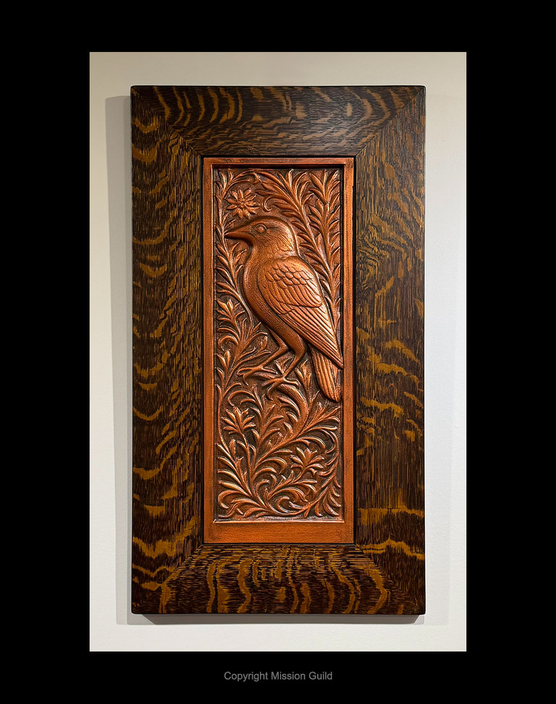Crow Raven In Foliage Framed Wood Carving William Morris Arts And Crafts Style