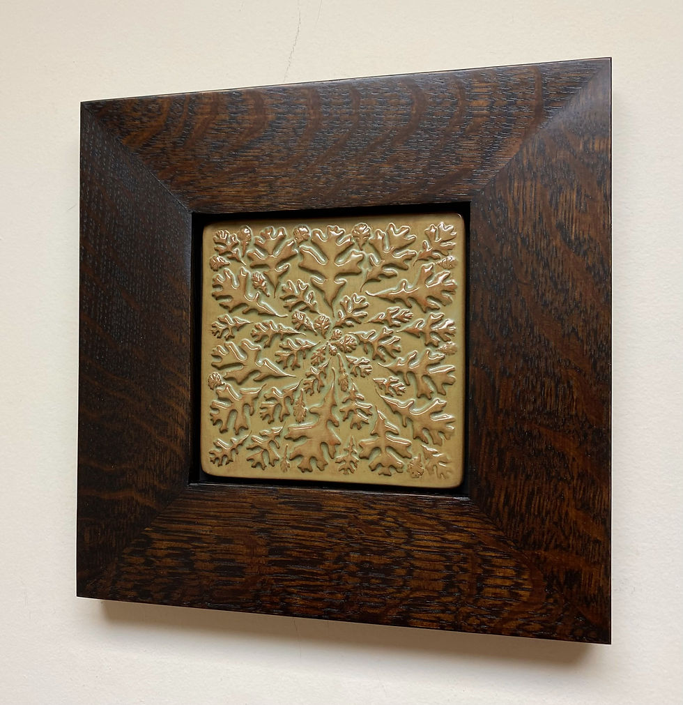 Thumbnail: Oak Leaves Multi Leaf Framed Art Tile Arts & Crafts Mission Oak