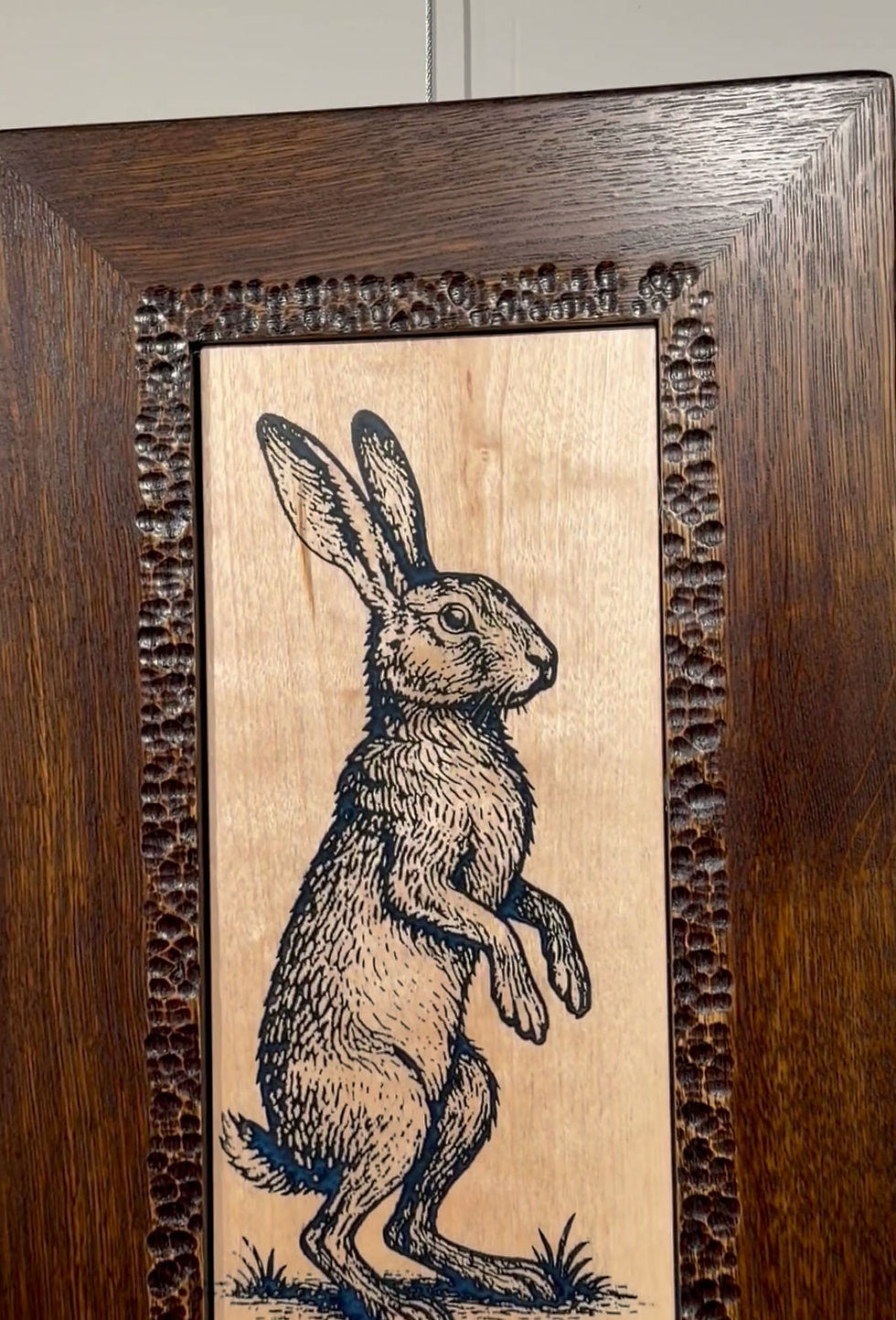 Thumbnail: Large Rabbit Hare Inlay In Quartersawn Oak Frame