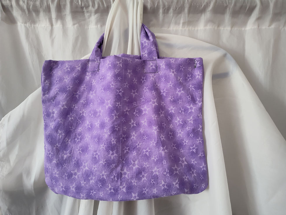 Small Purple/Stared Tote Bag with a silky white lining