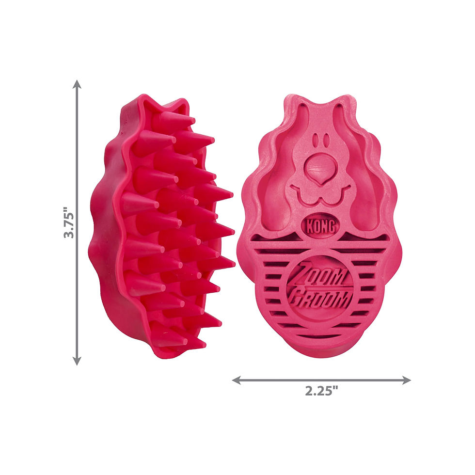 Thumbnail: KONG - ZoomGroom - Dog Brush for Grooming and Shampooing - Red Brush for Smal...