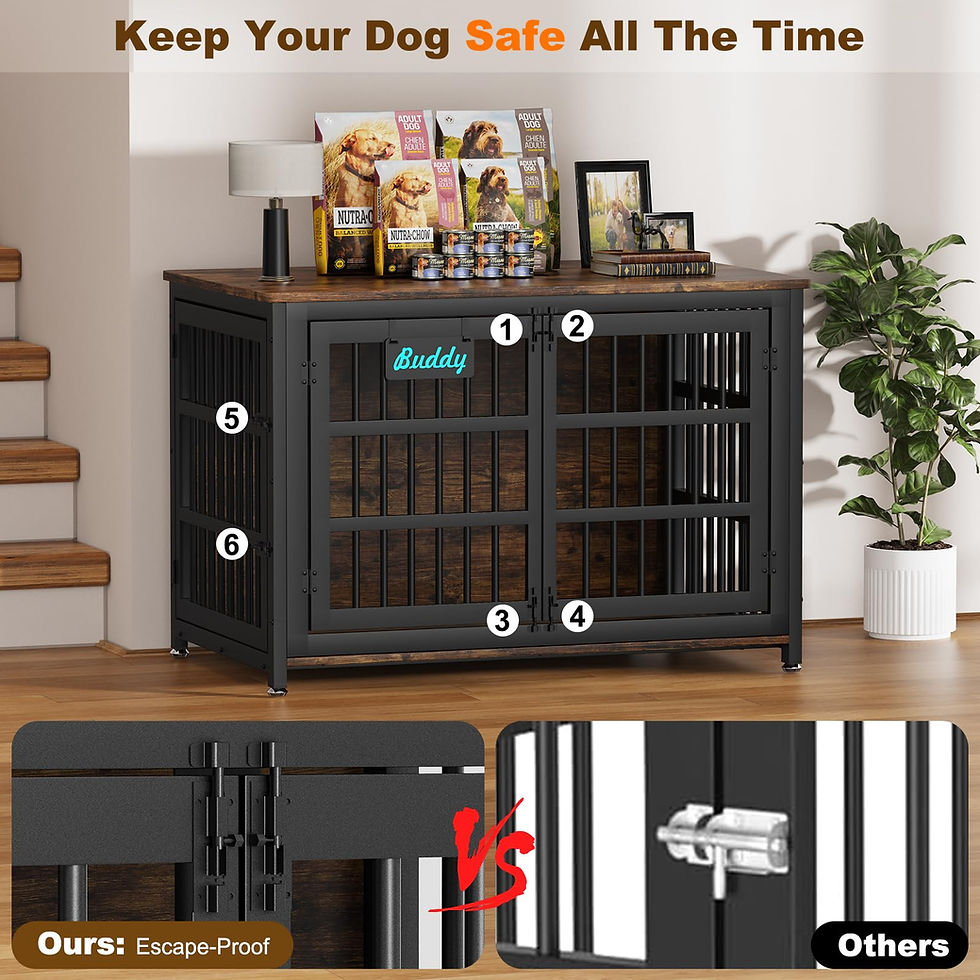 Thumbnail: EasyCom 48"/42"/33" Dog Crate Furniture with Name Tag, Heavy Duty Dog Kennel ...