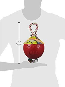 Thumbnail: Jolly Pets Romp-n-Roll Rope and Ball Dog Toy, 6 Inches/Medium, Red (606 RD)