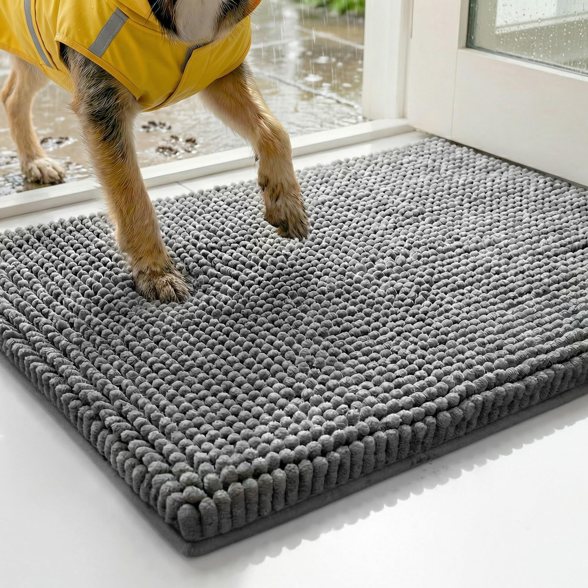 Deconovo Plush Waterproof Mats for Dogs, Absorbent Non-Slip Door Mat for Mudd...