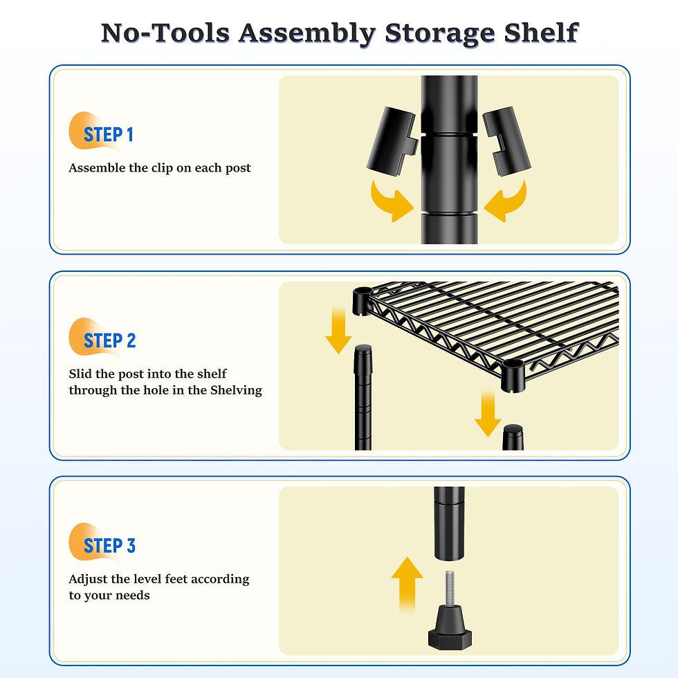 Thumbnail: DurayLoly 3 Tier Metal Wire Storage Shelves,Adjustable Small Wire Shelving Un...