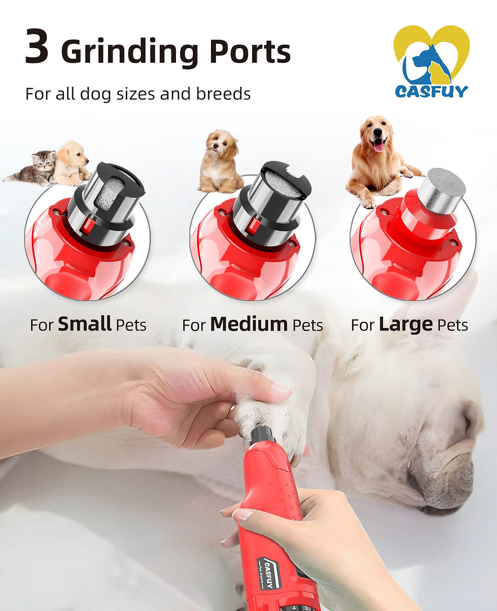 Thumbnail: Casfuy Dog Nail Grinder Quiet - (45db) 6-Speed Pet Nail Grinder with 2 LED Li...