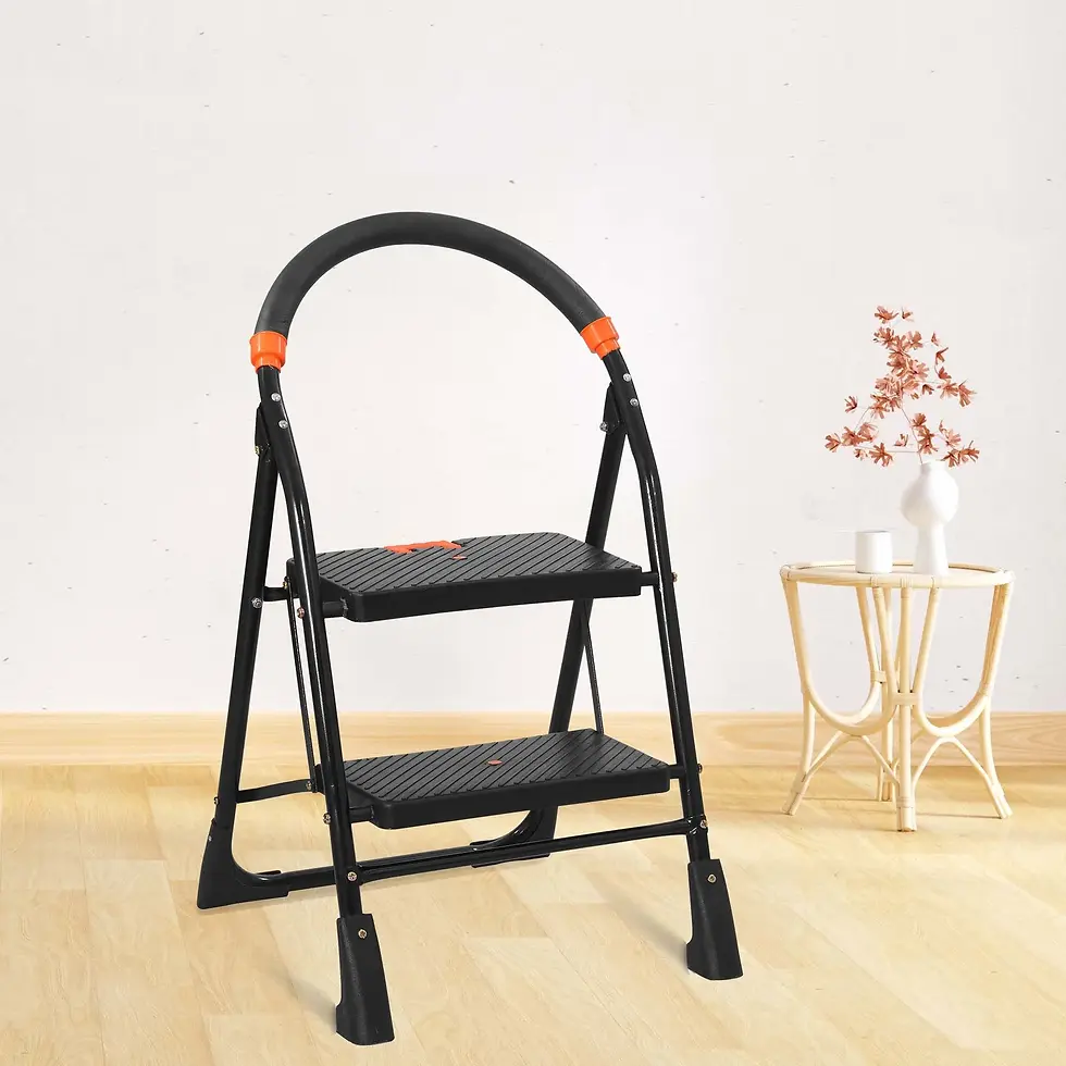 Thumbnail: TNT Global 2 step foldable ladder with safety handrail