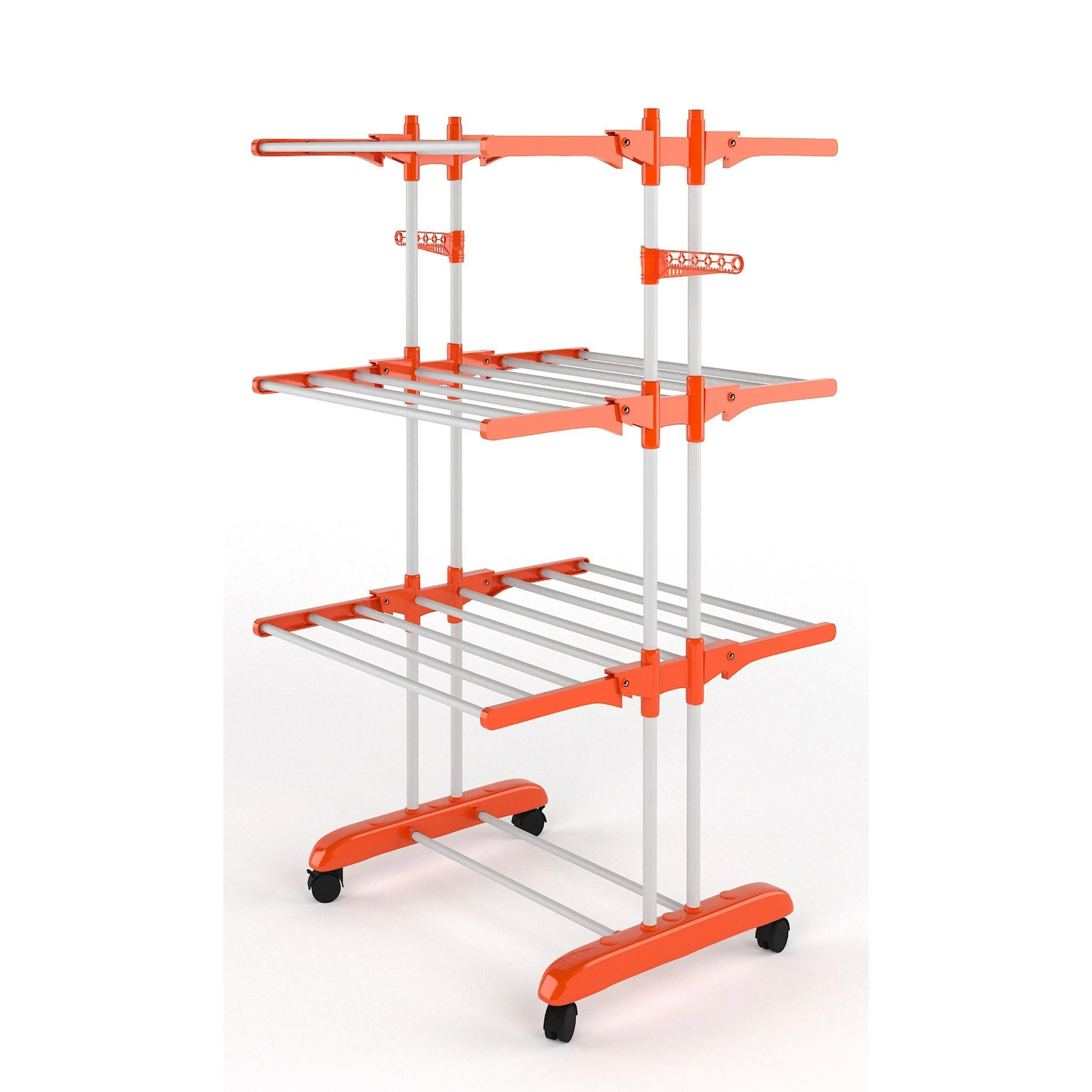 TNT 3 Layer Foldable Clothes Drying Stand with Wheels