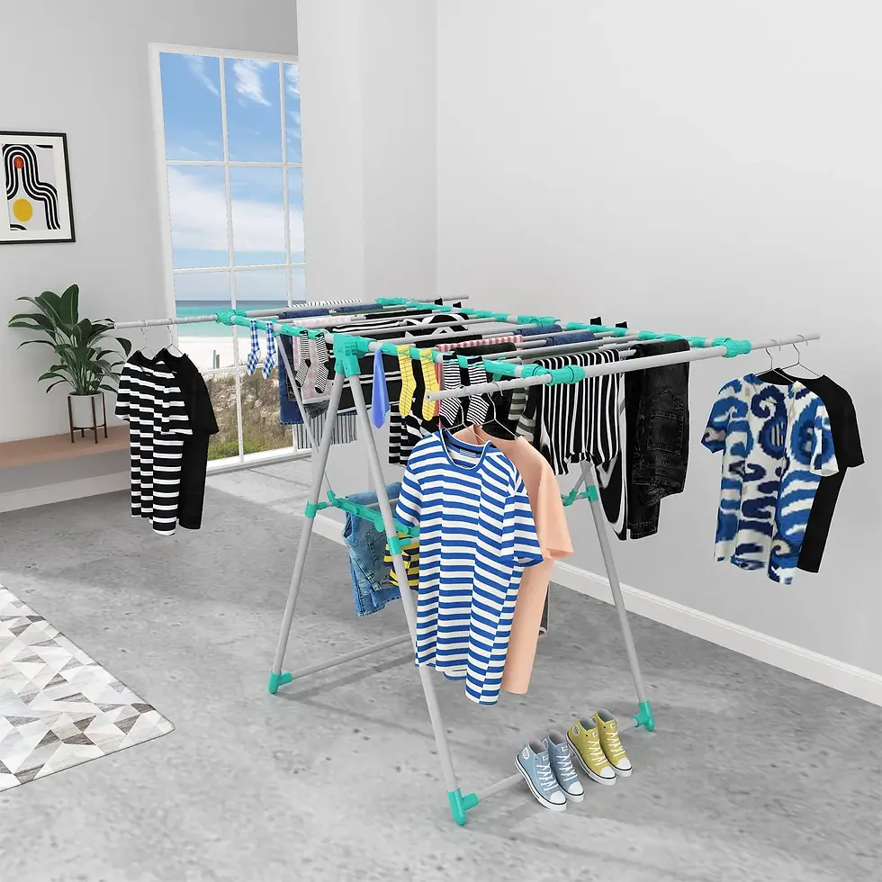 Thumbnail: Foldable clothes drying stand for indoor laundry and balcony use
