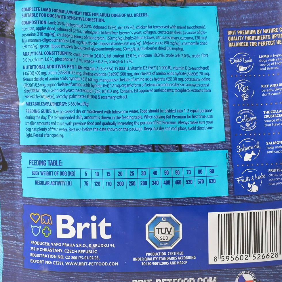 Прев'ю: Сухий корм для собак з чутливим травленням Brit Premium Sensitive Lamb & Rice 3 кг (ягня)