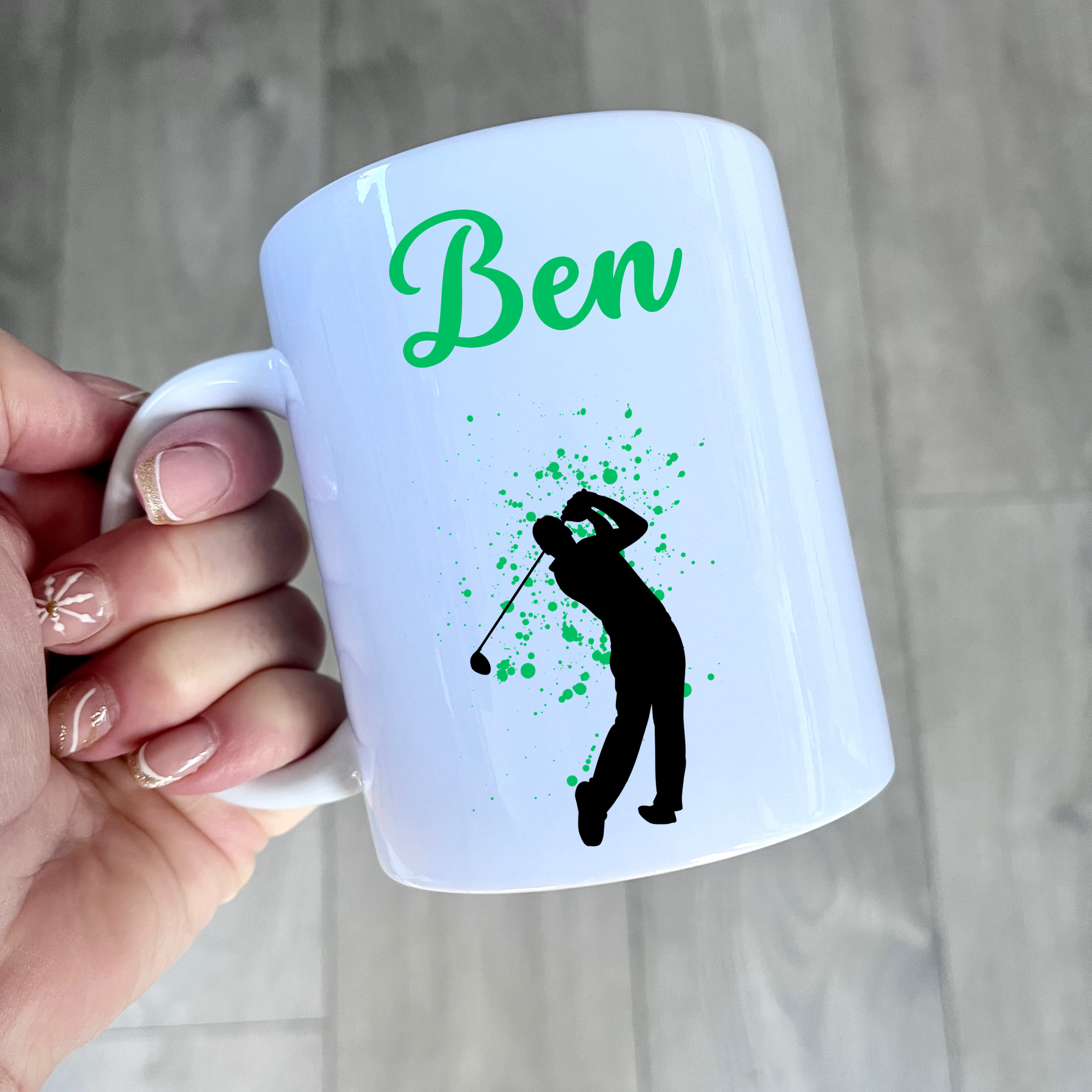 Golfer gifts, gifts for golfers, personalised golf mug, custom golfer mug gift for male or female golfers.