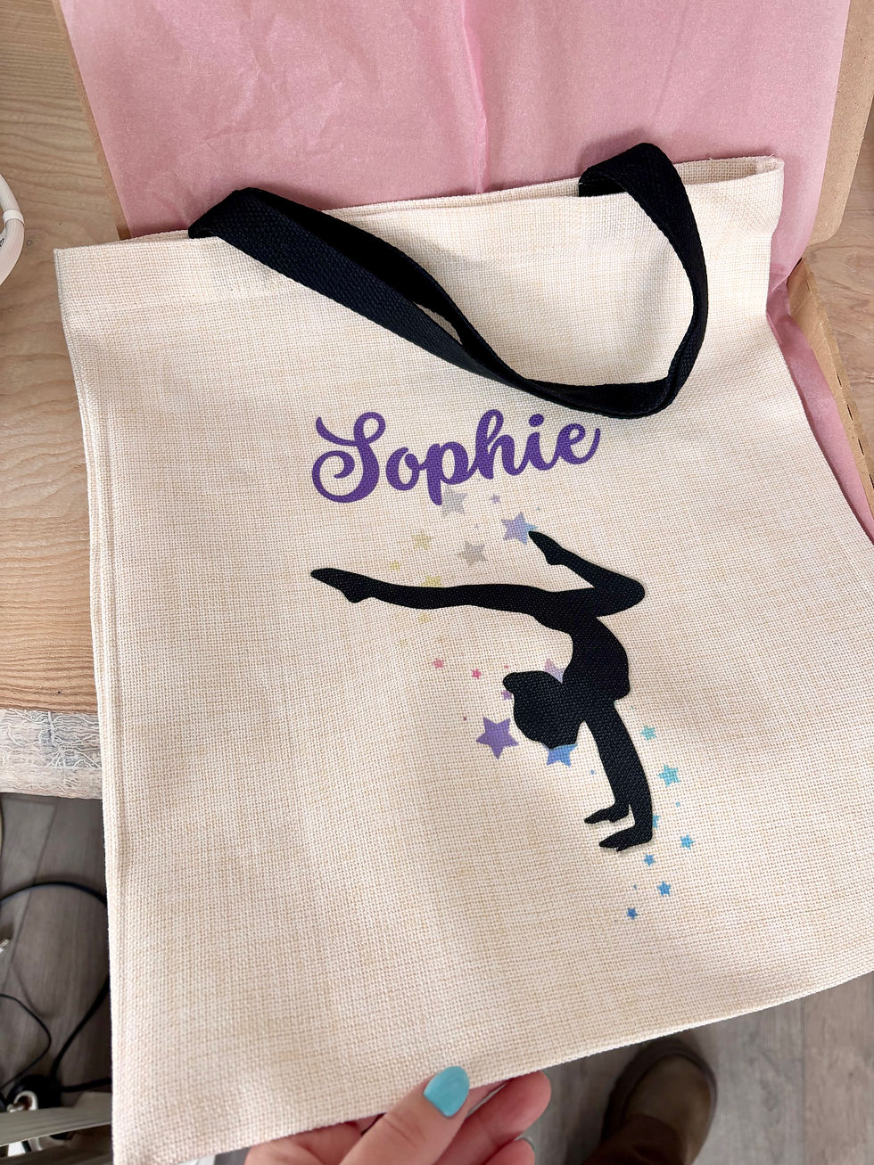 Thumbnail: Personalised large gymnastics tote bag, kit bag for gymnasts