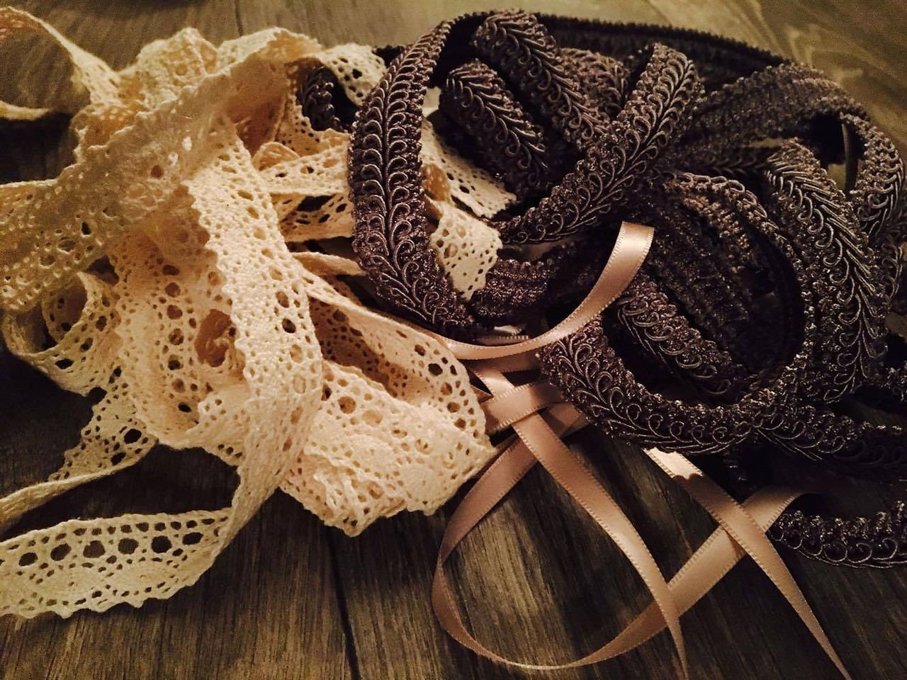 Lots of ribbon, lace, and rope!