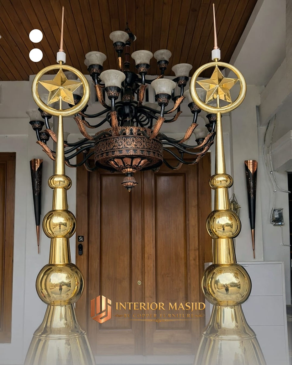Thumbnail: Mahkota kubah Masjid Kuningan custom, kerajinan tembaga kuningan boyolali