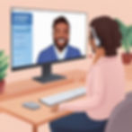 illustration of therapy session on a computer
