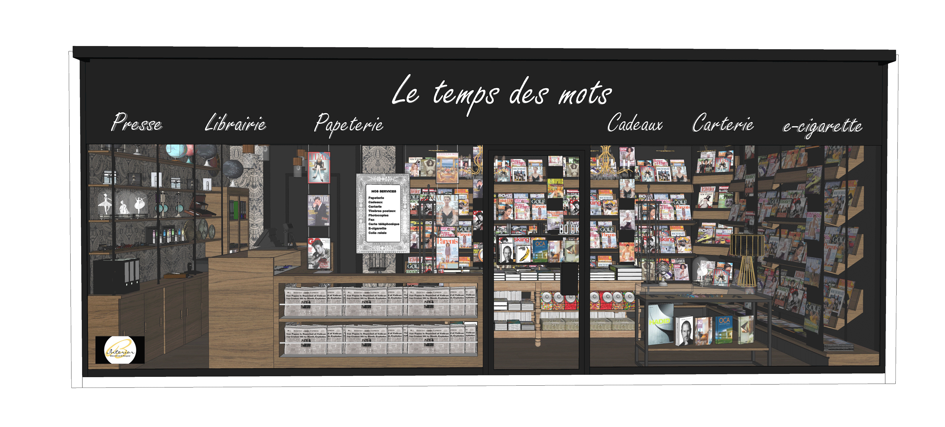 #agencementmagasin #3D #librairie #decor #deco #decoration #architecturecommerciale #magasin #commerce #styleindustriel #stylebaroque