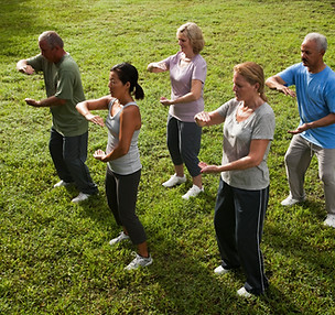 Group practicing tai chi