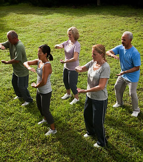 Group practicing tai chi