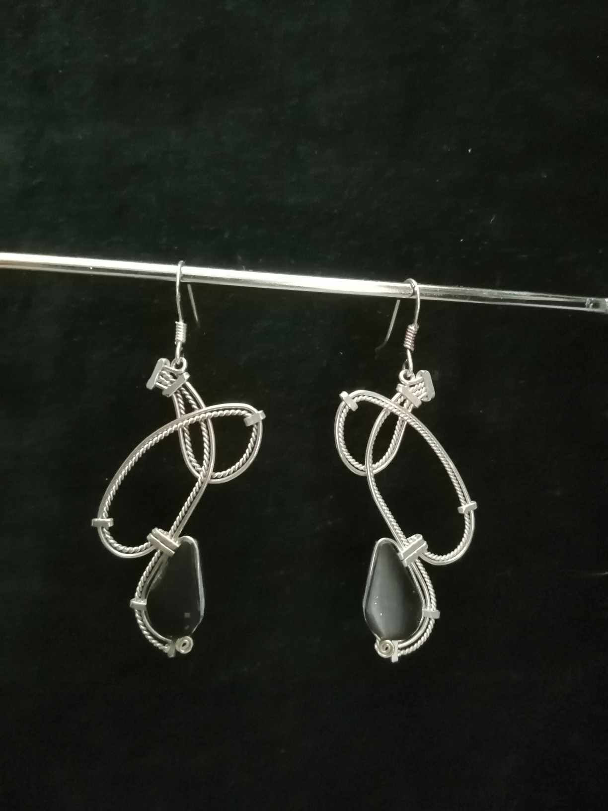 Boucles d'oreilles en onyx noir et argent 925