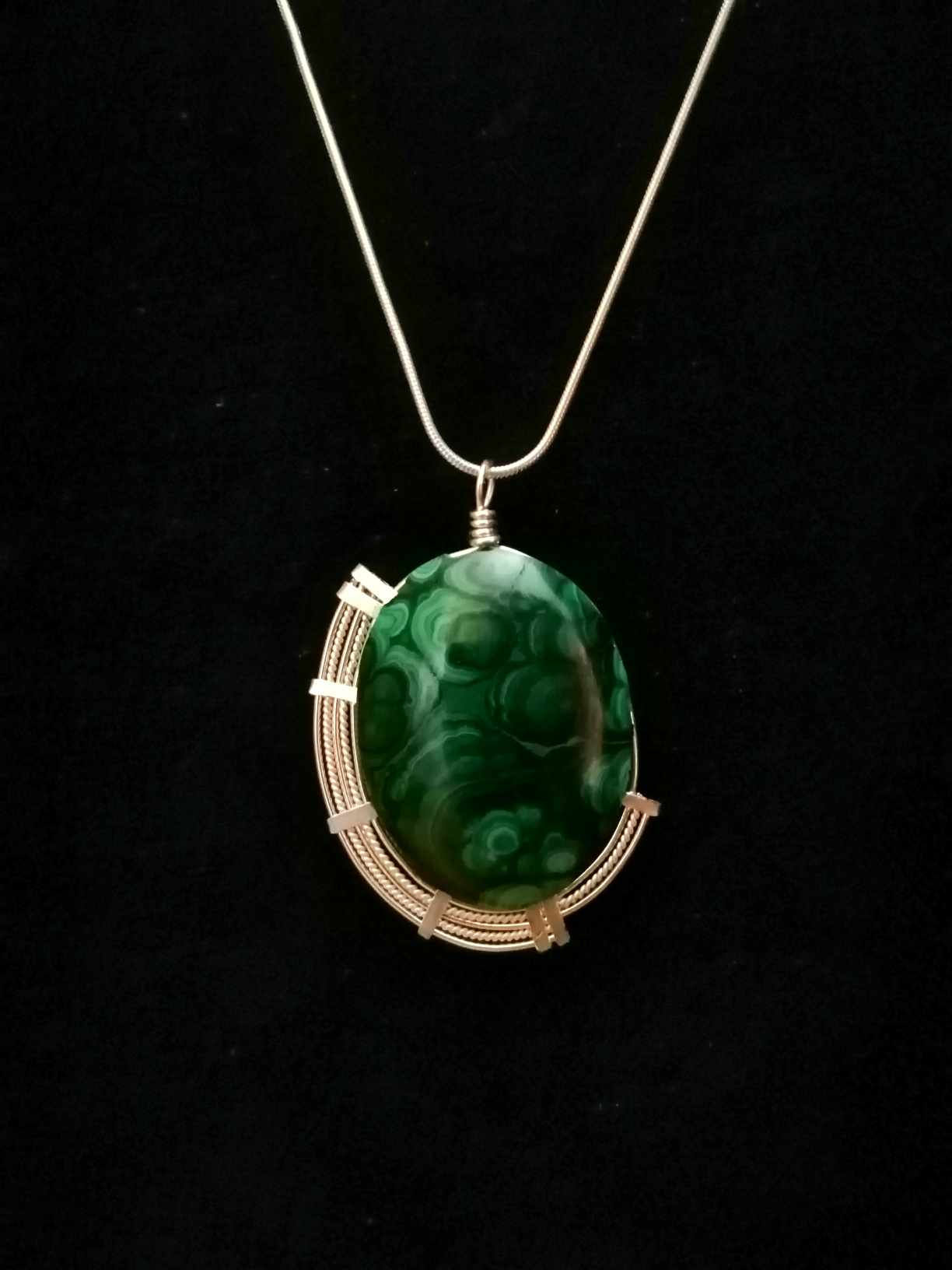 Pendentif en malachite et argent 925