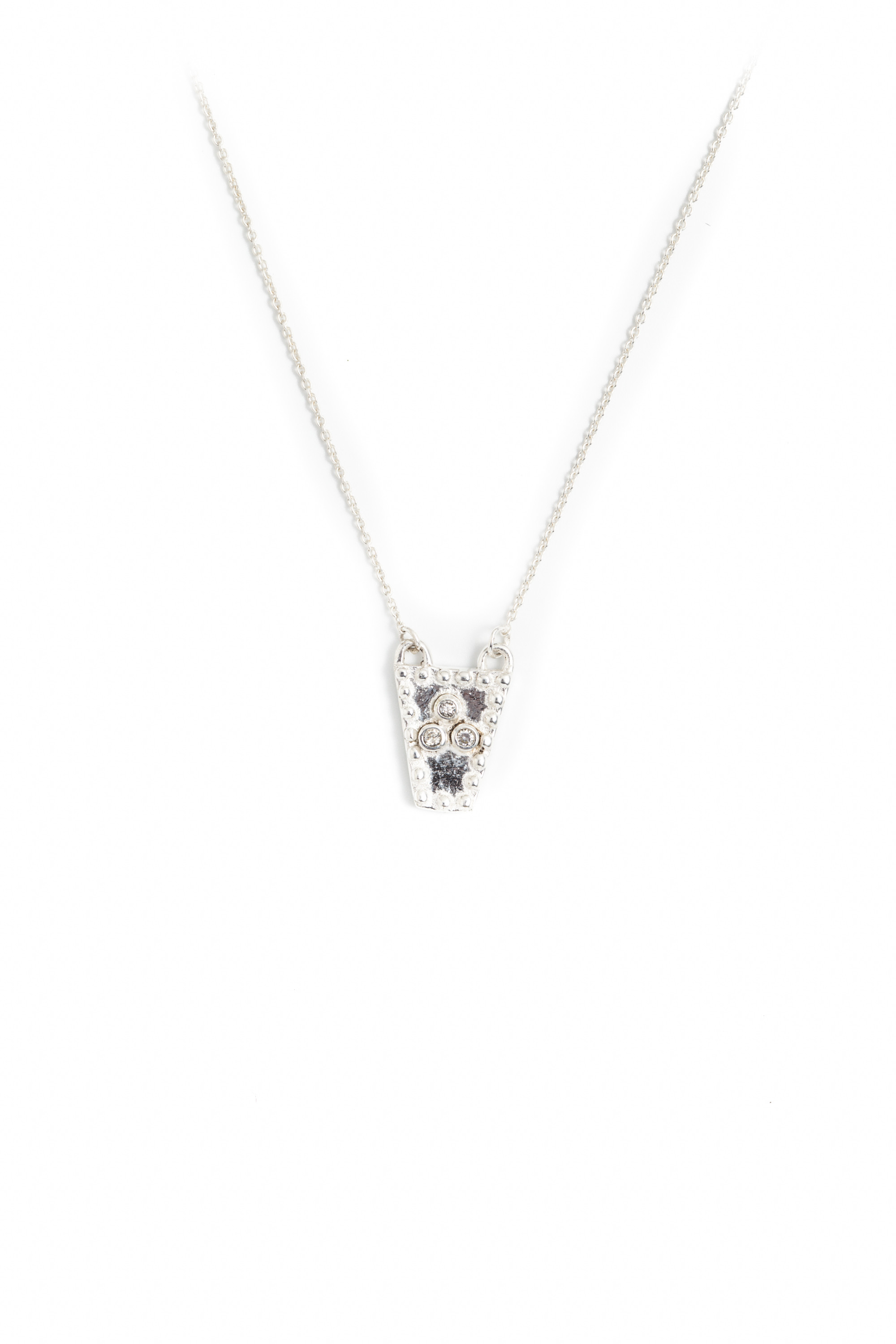 The Mini Sari Shield Necklace in Silver