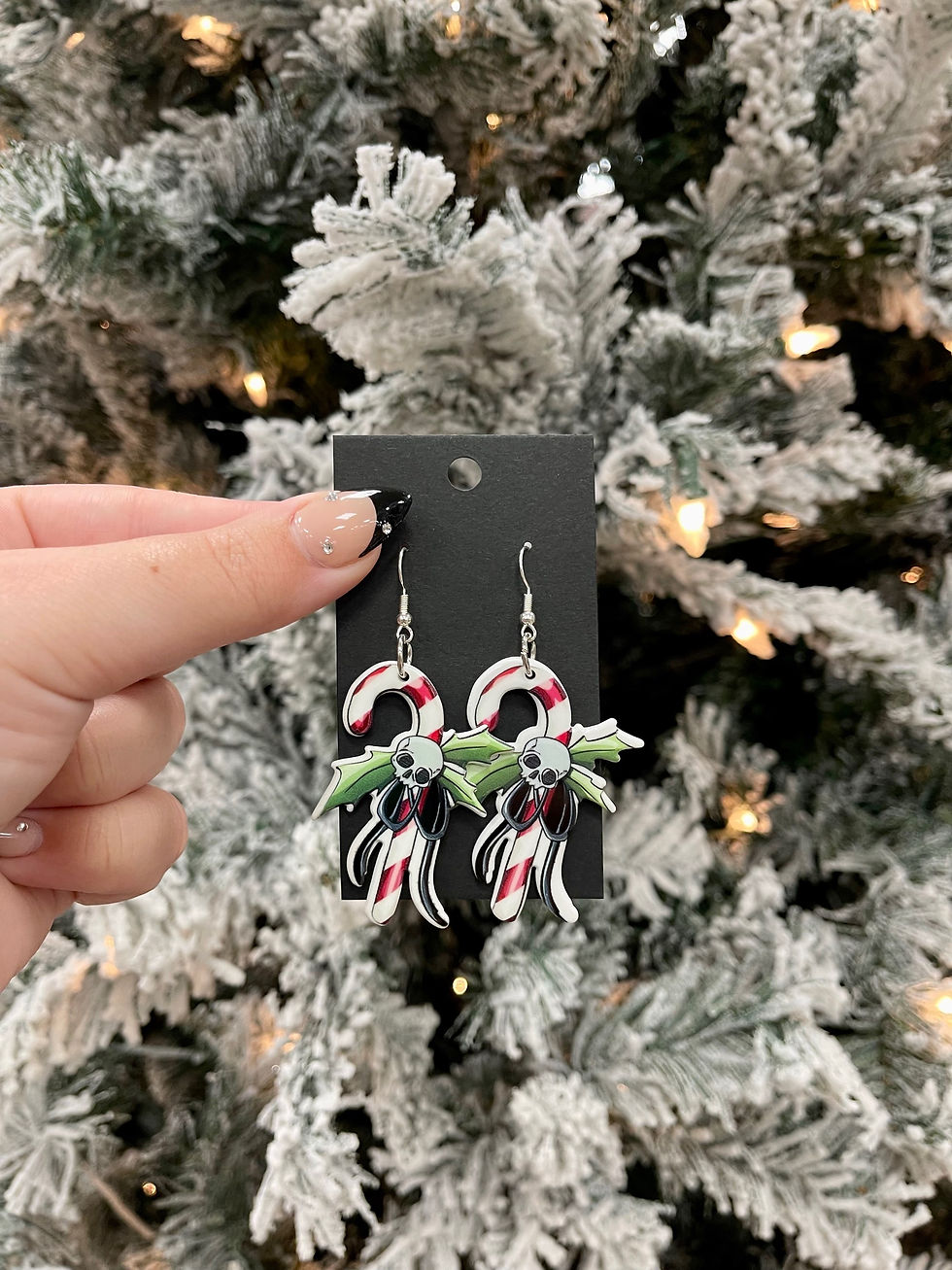 Thumbnail: Skelly Cane earrings