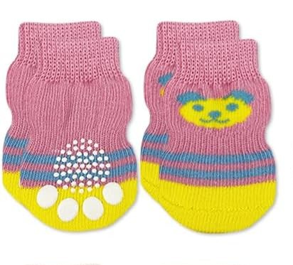 Pink and Yellow Paw Socks