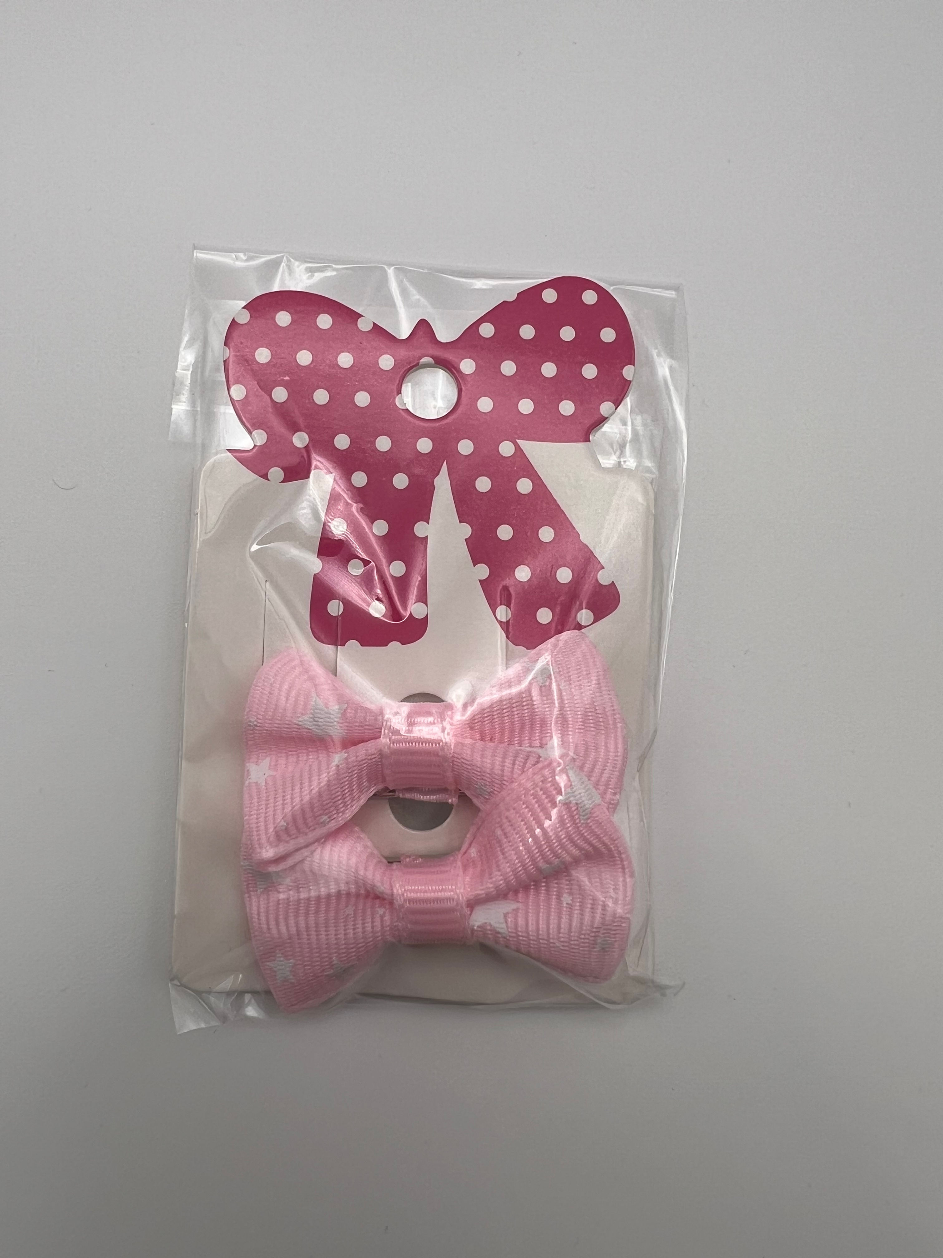 Pink and White Stars Hairbow