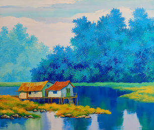 Peaceful Countryside_135x160 cm_Oil on canvas