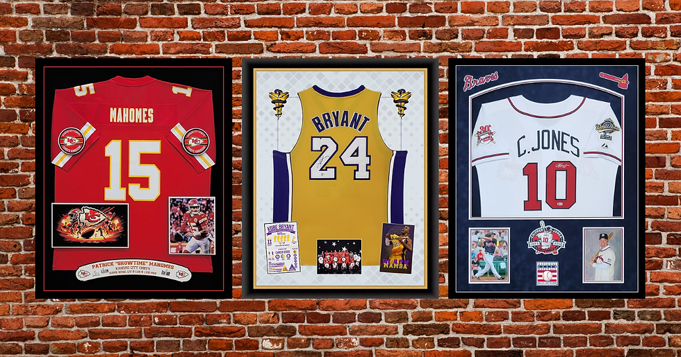 Custom framed Cincinnati Bengals jersey display featuring an autographed A.J. Green jersey, football gloves, and player photograph arranged in a professional sports memorabilia shadow box.