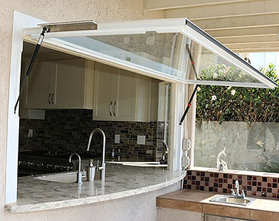 Flip Out Window opens to outdoor kitchen