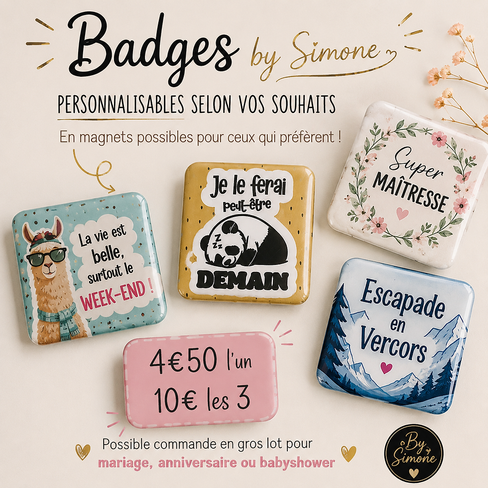 Badges et objets en pâte polymère personnalisés en Isère