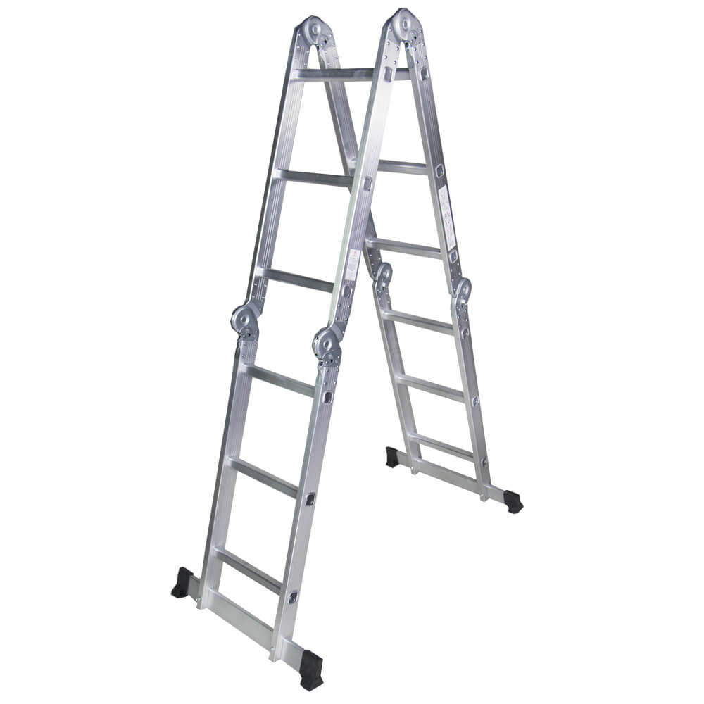 STR403 Scara multifunctionala din aluminiu 4 segmente x 3 trepte, 3.6 m