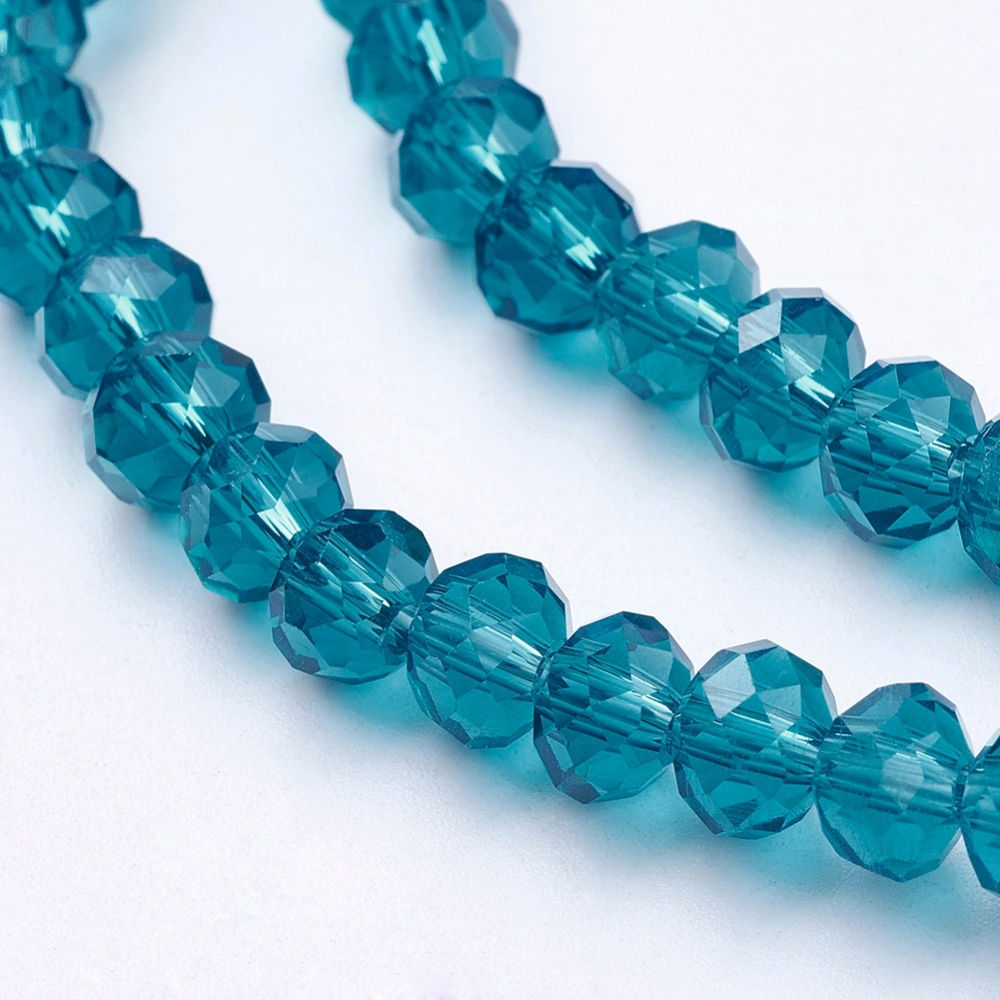 6X4MM Dark Cyan Handmade Glass Beads Faceted Rondelle 15' strand