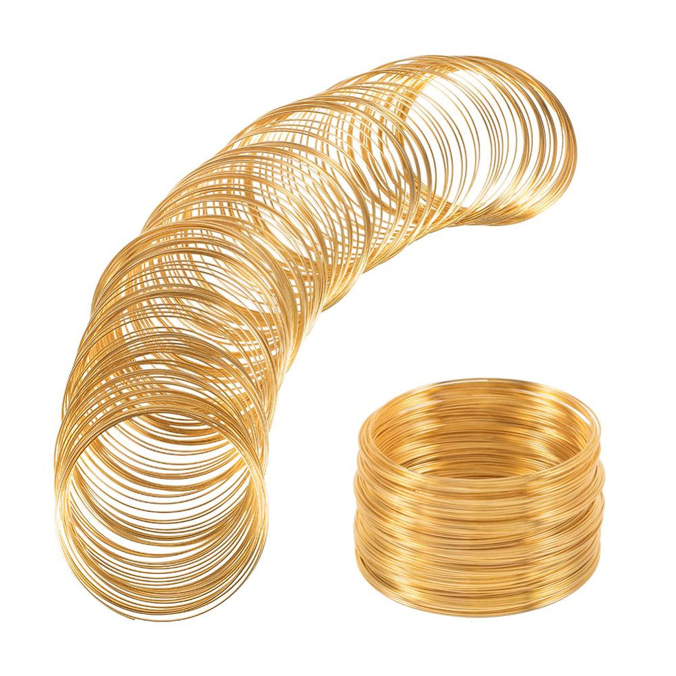Thumbnail: 60mm Loop Golden Steel Memory Wire 50 Coils