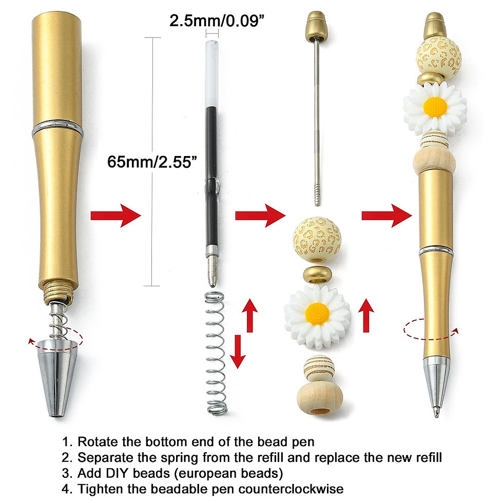 Thumbnail: Plastic Beadable Pens, Shaft Black Ink Ballpoint Pen 5pcs Black