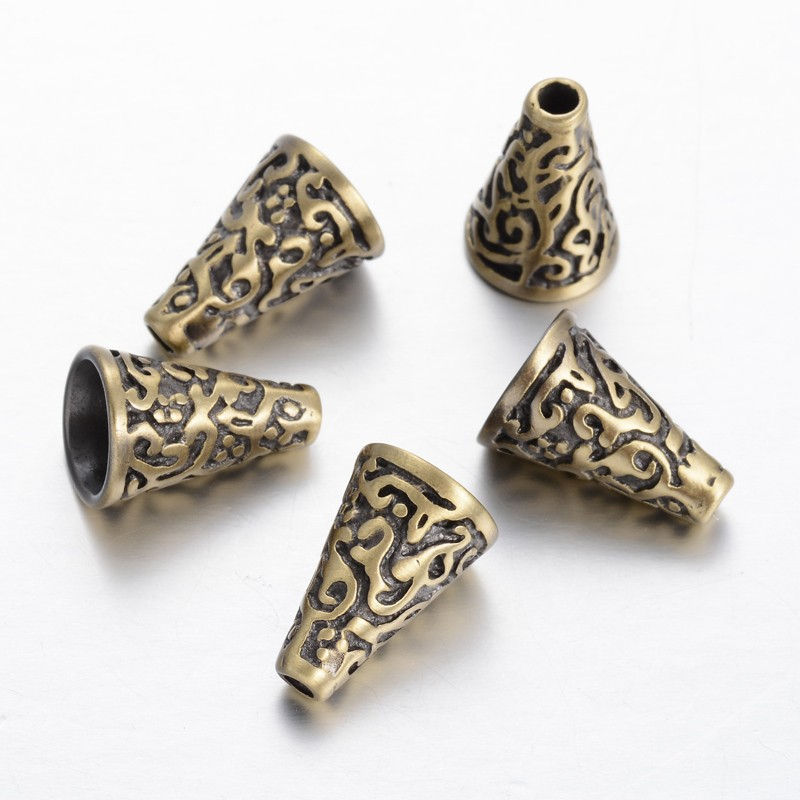 Apetalous Brass Bead Cones, Antique Bronze, 15x10mm 5PCS