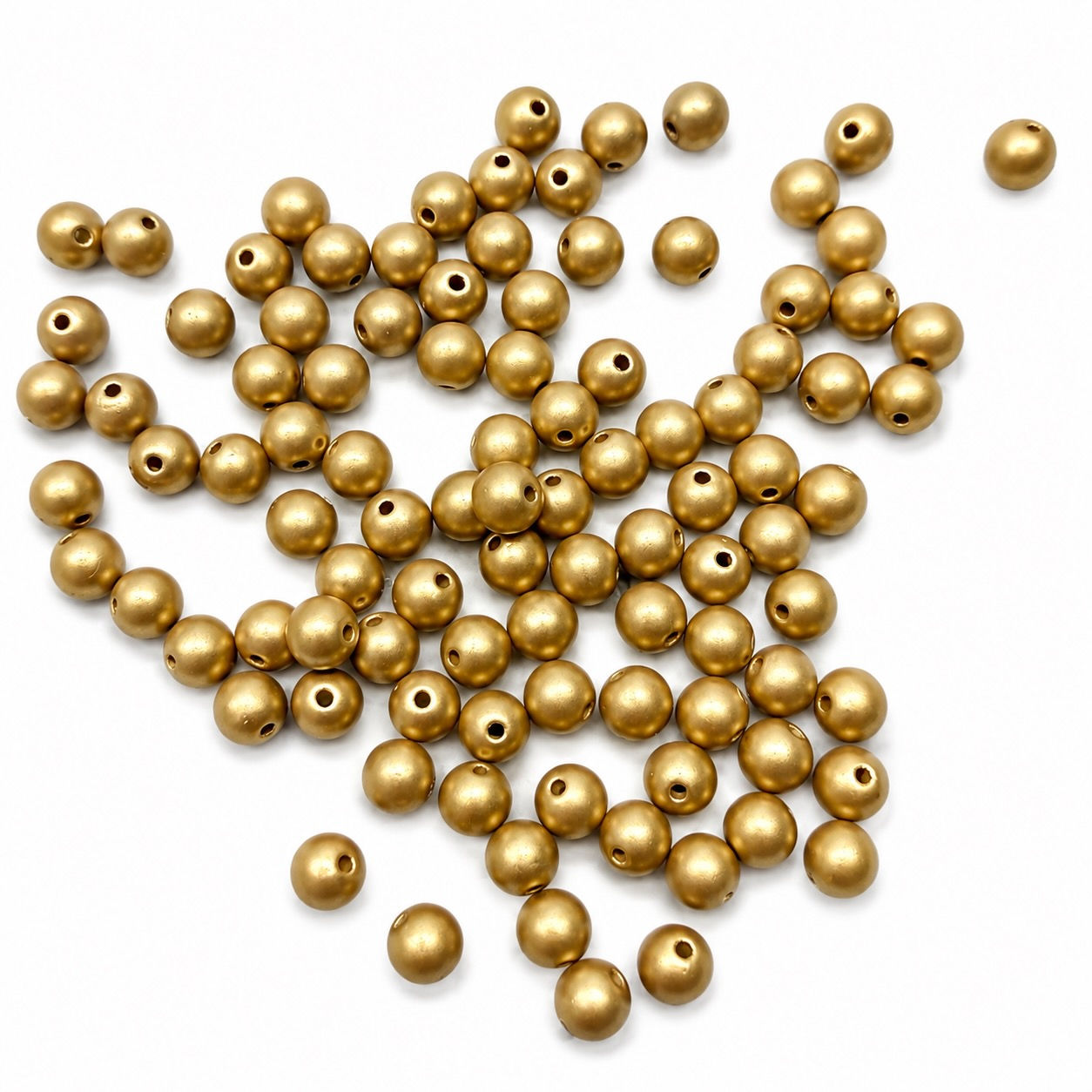 100pc Matte Gold Spray Painted Acrylic Round Beads 8mm Jewellery Making