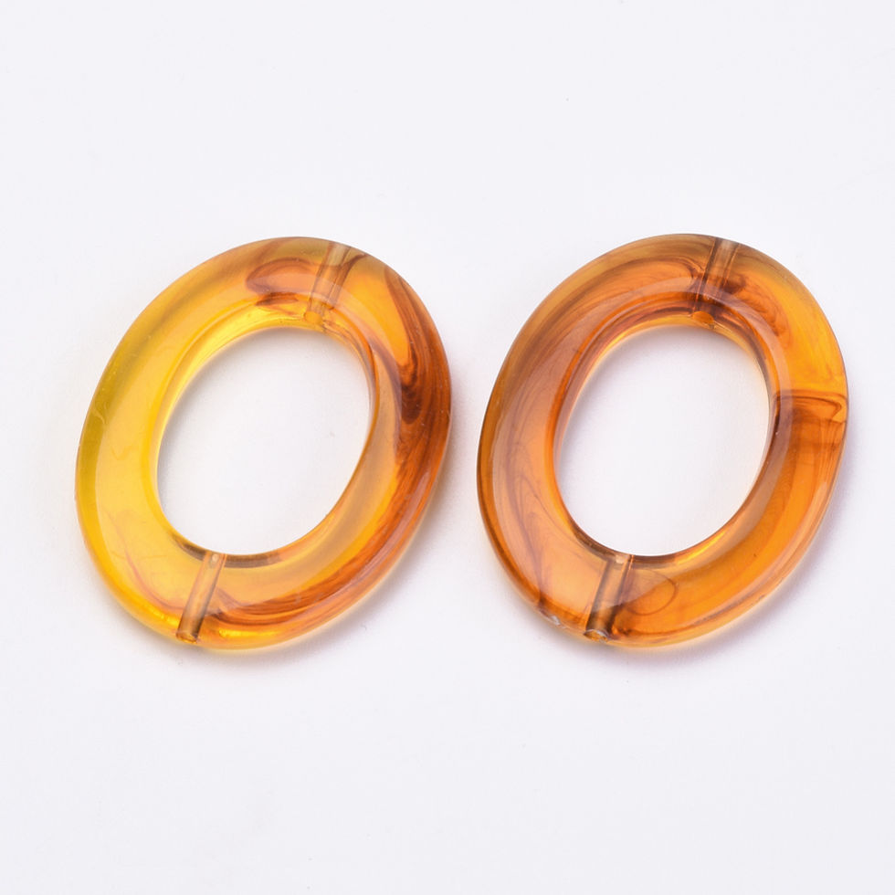 Thumbnail: Imitation Amber Linking Rings Dark Orange Acrylic Beads 10pcs