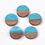 Thumbnail: Resin & Walnut Wood Flat Round Dark Turquoise Beads 18mm 4pcs