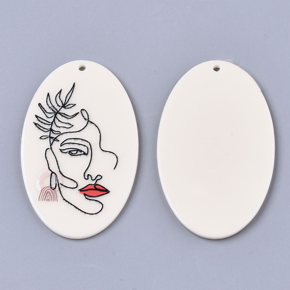 Thumbnail: Acrylic Big Pendants, 3D Printed, Oval, Woman Pattern