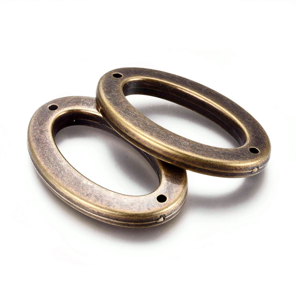 Antique Bronze Oval Plastic Links 52x34mm 2 Pieces