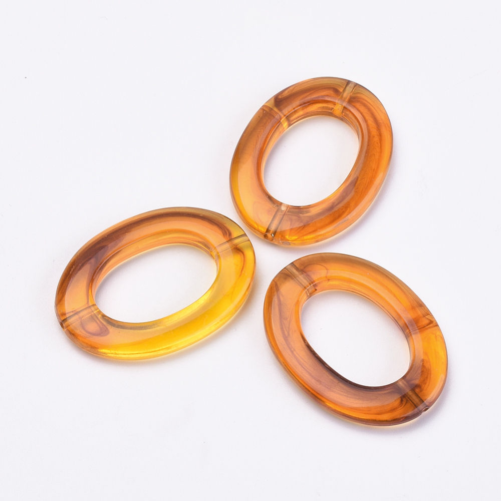 Imitation Amber Linking Rings Dark Orange Acrylic Beads 10pcs