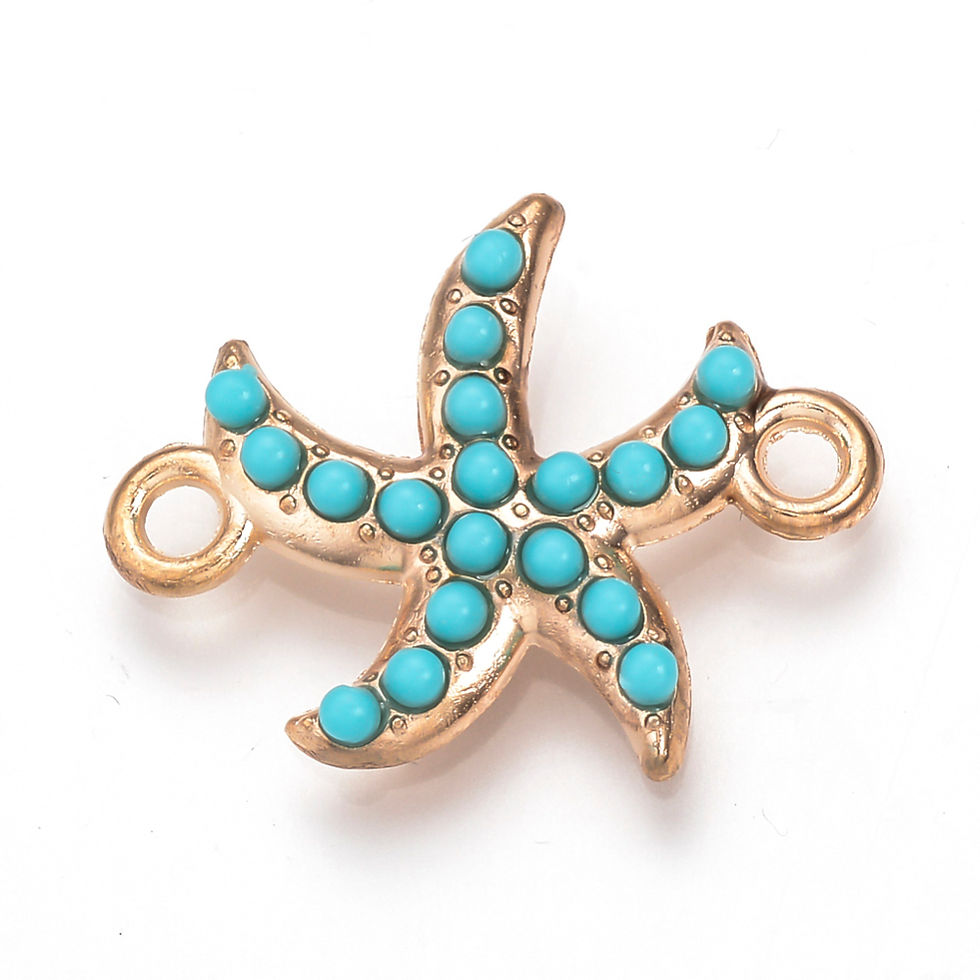 24x19mm Turquoise Starfish Light Gold Alloy Links connectors 5pcs