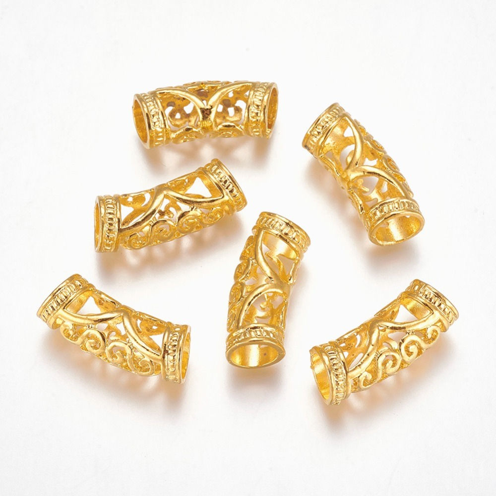 26X210.5MM Alloy Curved Hollow Tube Bead 2pcs
